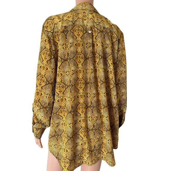 NEW Snake print button up blouse golden yellow/black NEW Style & Co SZ XL - Picture 11 of 11